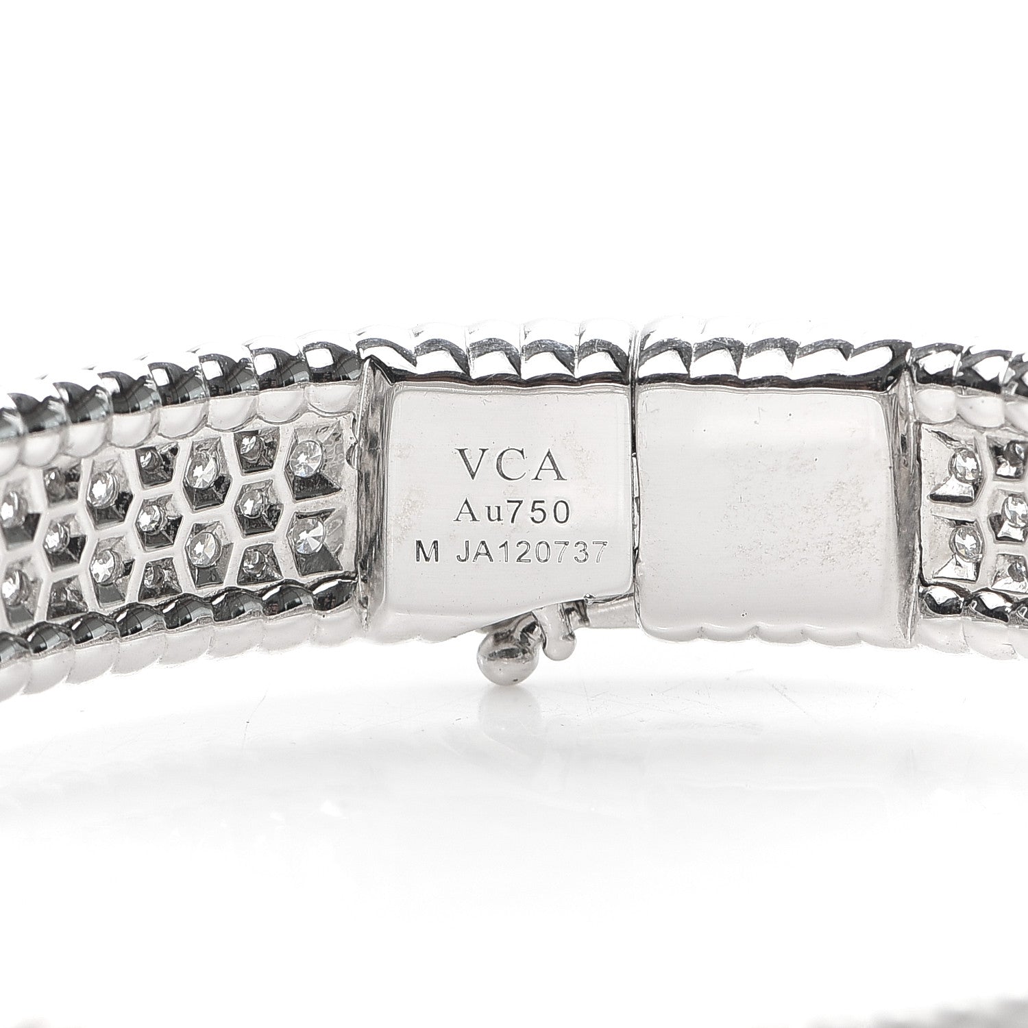 Van Cleef & Arpels 18K White Gold Diamond Perlee 3-Row Bangle Bracelet M 4 of 6