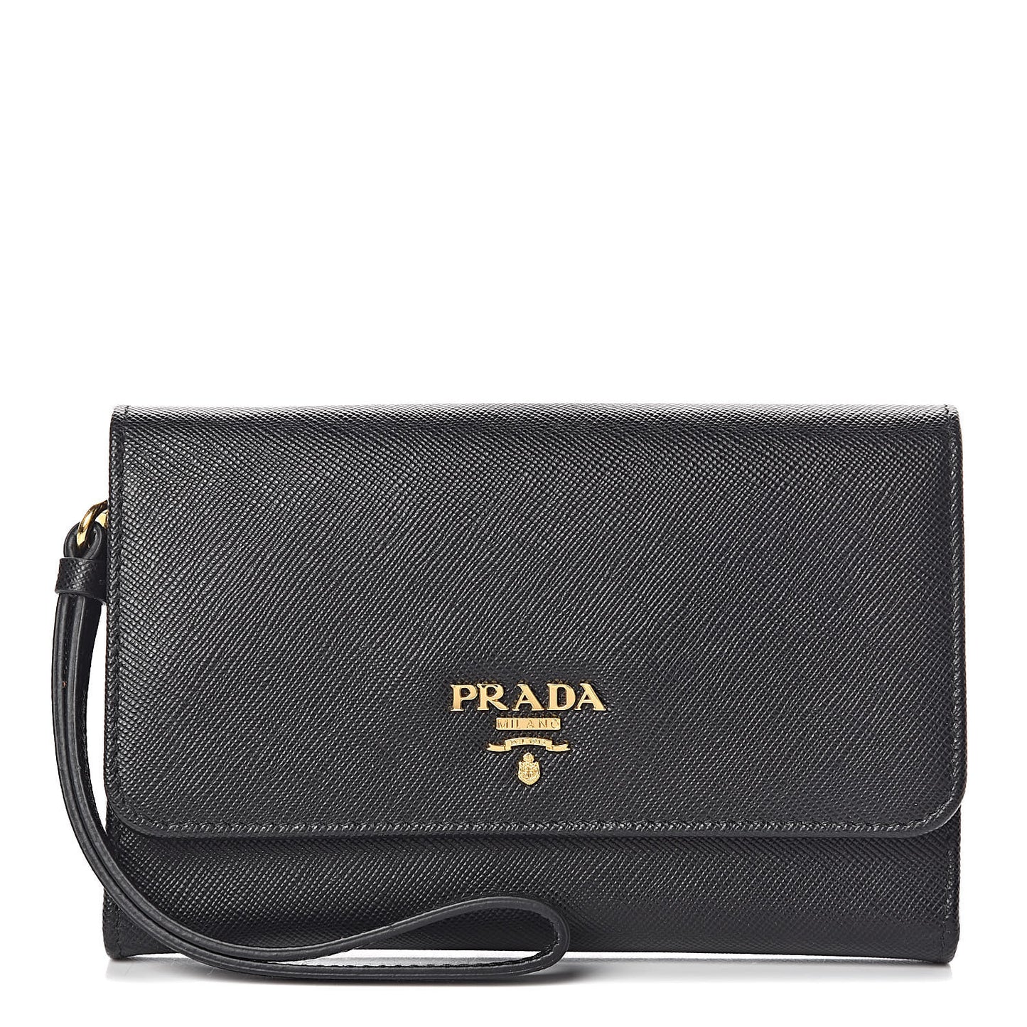 Saffiano Metal Wristlet Black