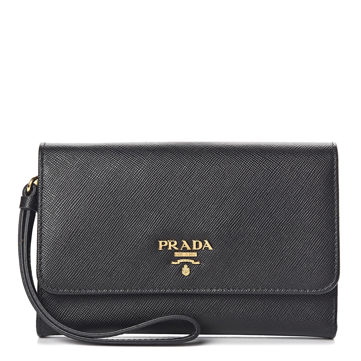 Prada Saffiano Metal Wristlet Black 1 of 8