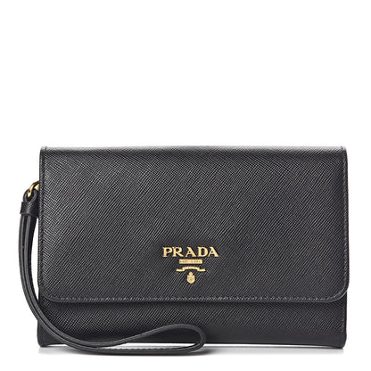 Prada Saffiano Metal Wristlet Black 1 of 8