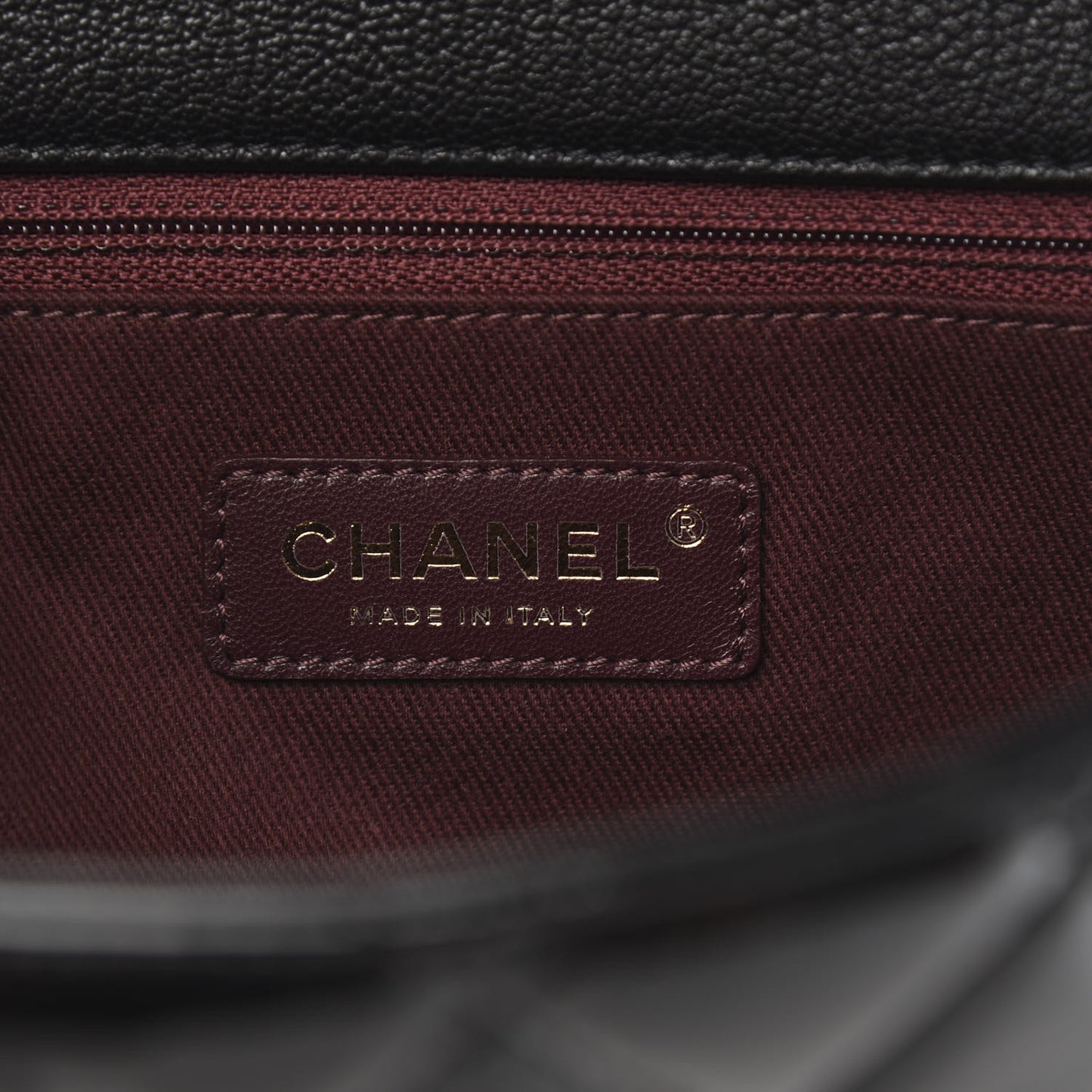 Patent Goatskin Quilted Medium CC Eyelet Flap Black
