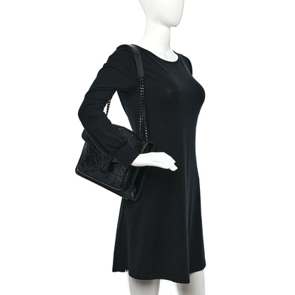 MCM Calfskin Large Mena Quilted Shoulder Bag Black 2 of 10