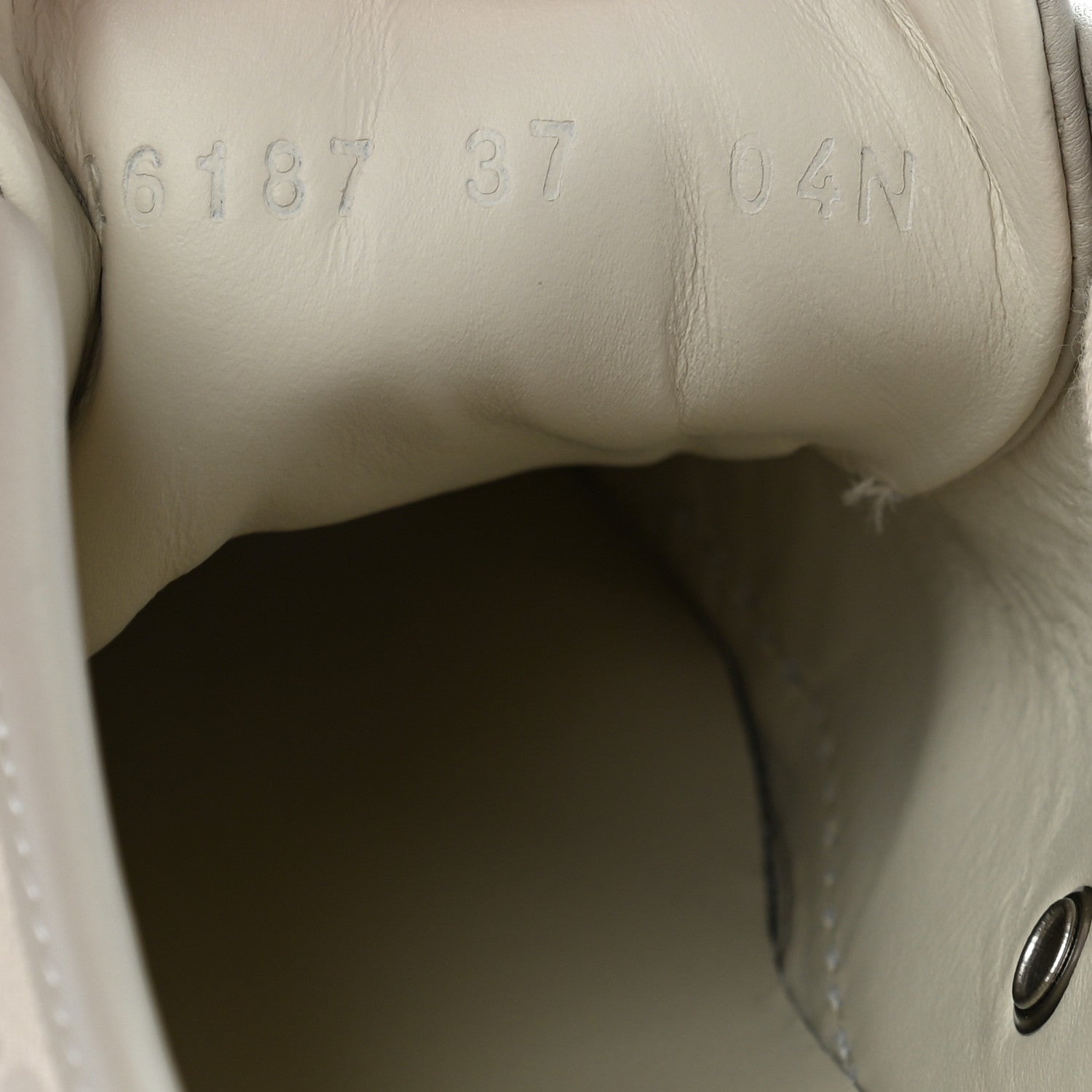 Gucci Washed Cotton GG Monogram Calfskin Womens Low Top Sneakers 37 White Mystic White Great White 7 of 8