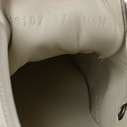 Gucci Washed Cotton GG Monogram Calfskin Womens Low Top Sneakers 37 White Mystic White Great White 7 of 8