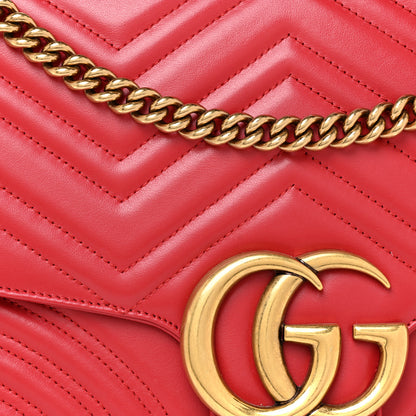 Gucci Calfskin Matelasse Large GG Marmont Shoulder Bag Hibiscus Red 7 of 14