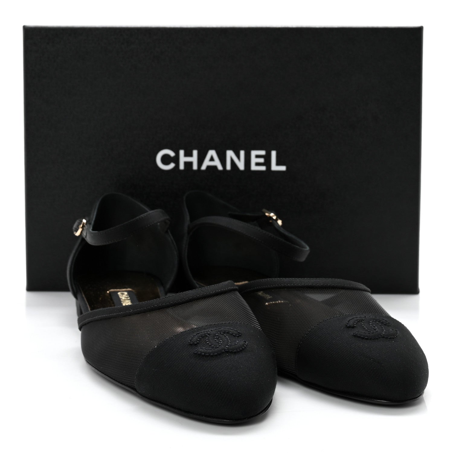 Chanel Mesh Grosgrain Cap Toe CC Flats 42 Black 11 of 11