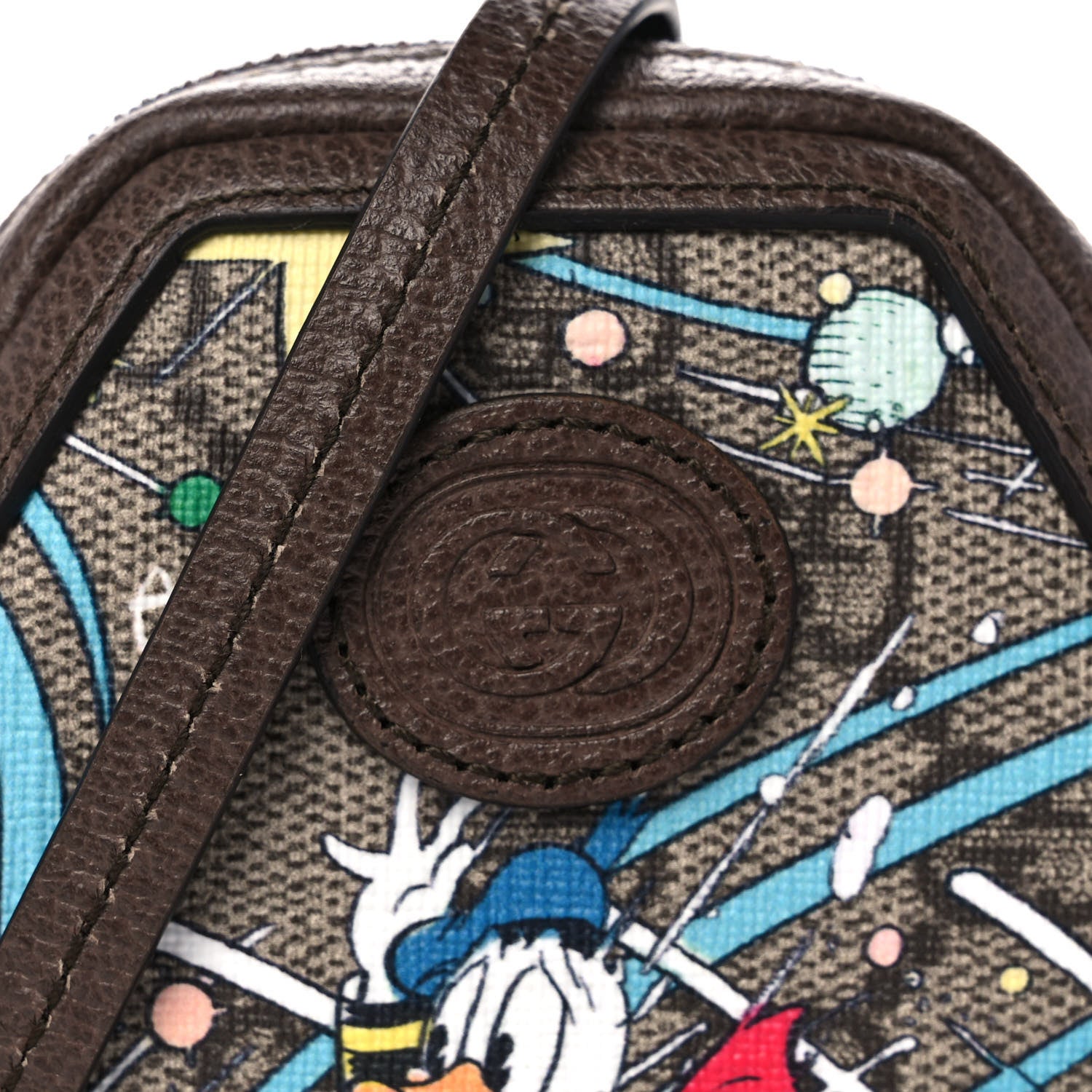 Gucci X DISNEY GG Supreme Monogram Donald Duck Interlocking G Coin Pouch Beige Multicolor New Acero 7 of 11