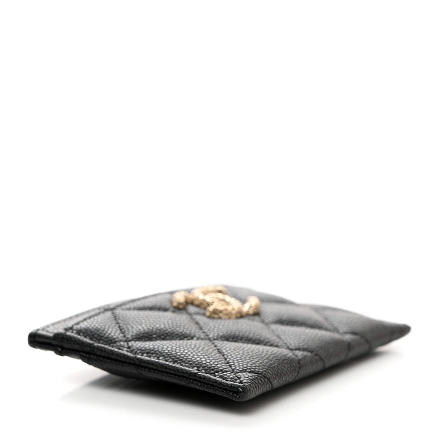 Chanel Caviar Metal Perforated Quilted CC Card Holder Black 4 of 9