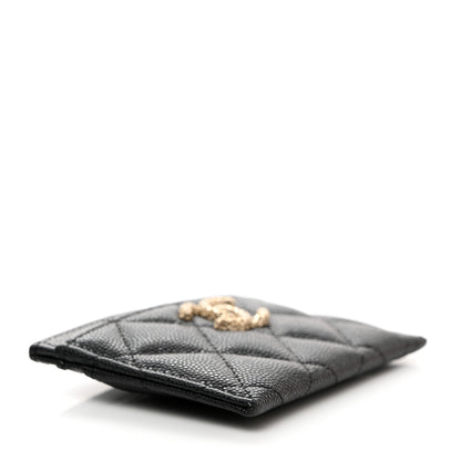 Chanel Caviar Metal Perforated Quilted CC Card Holder Black 4 of 9
