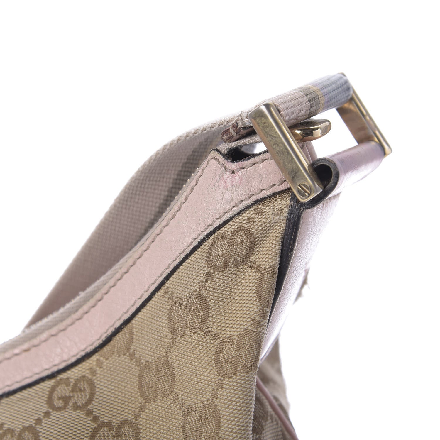 Gucci Monogram Web Medium Half Moon Hobo Blue Pink 11 of 17