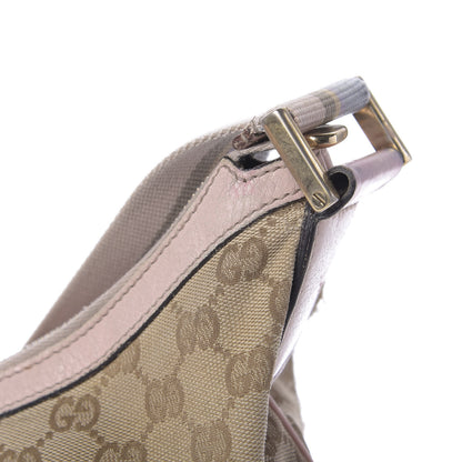 Gucci Monogram Web Medium Half Moon Hobo Blue Pink 11 of 17
