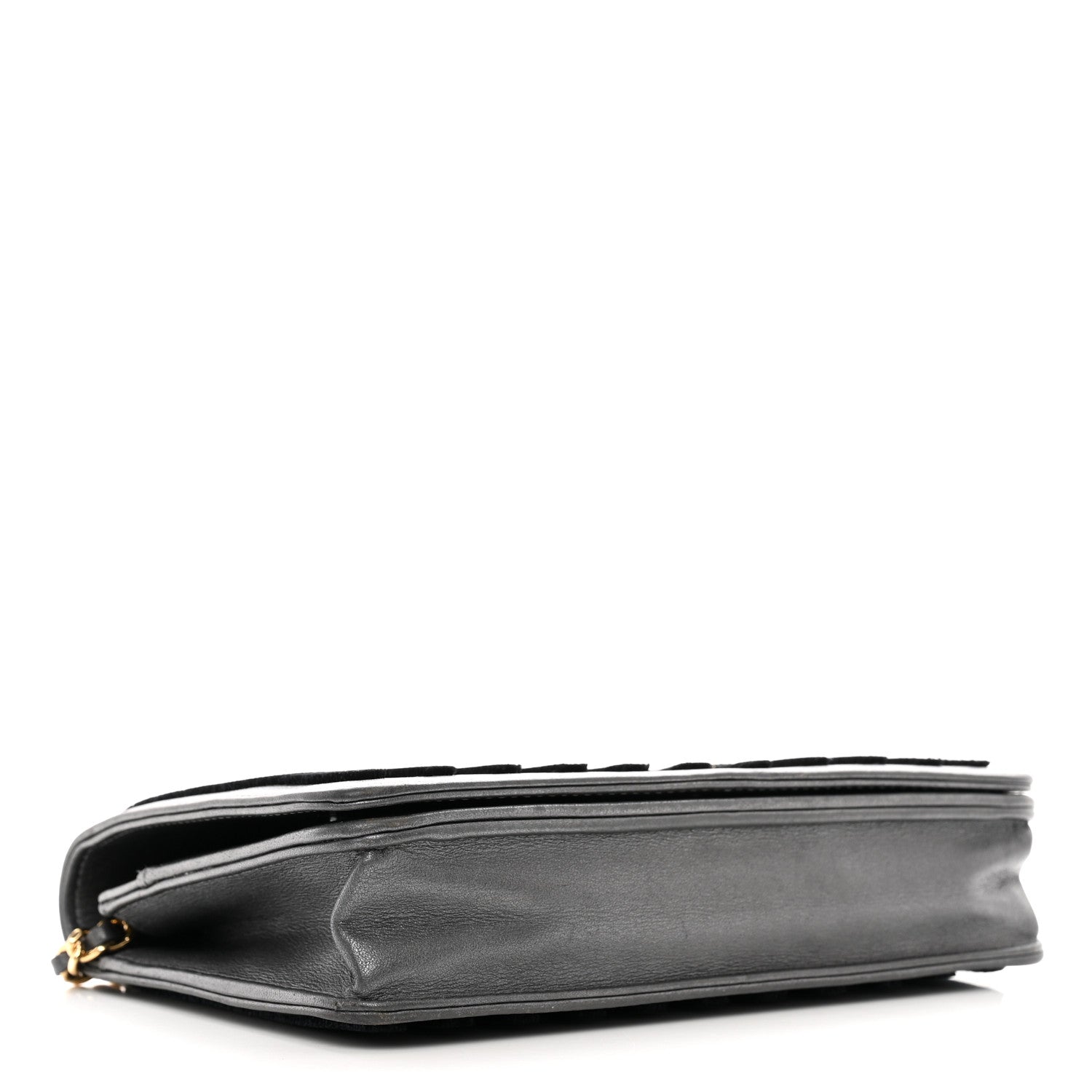 Chanel Iridescent Calfskin Velvet Stripe Wallet On Chain WOC Charcoal 4 of 12