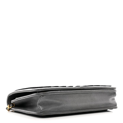 Chanel Iridescent Calfskin Velvet Stripe Wallet On Chain WOC Charcoal 4 of 12