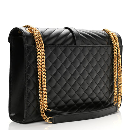 Saint Laurent Grain De Poudre Textured Mixed Matelasse Large Triquilt Monogram Satchel Black 3 of 12