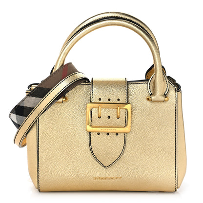 Burberry Metallic Soft Grain Calfskin Small Buckle Tote Gold 1 of 8