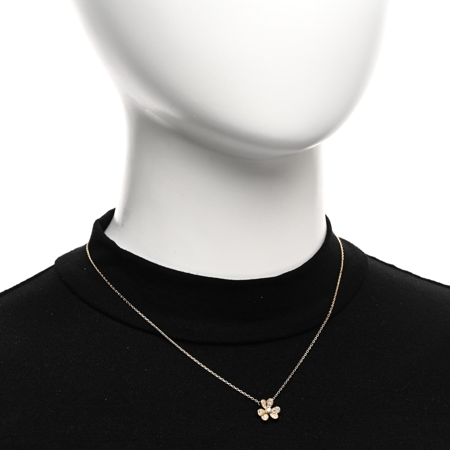 18K Yellow Gold Diamond Mini Frivole Pendant Pave Necklace