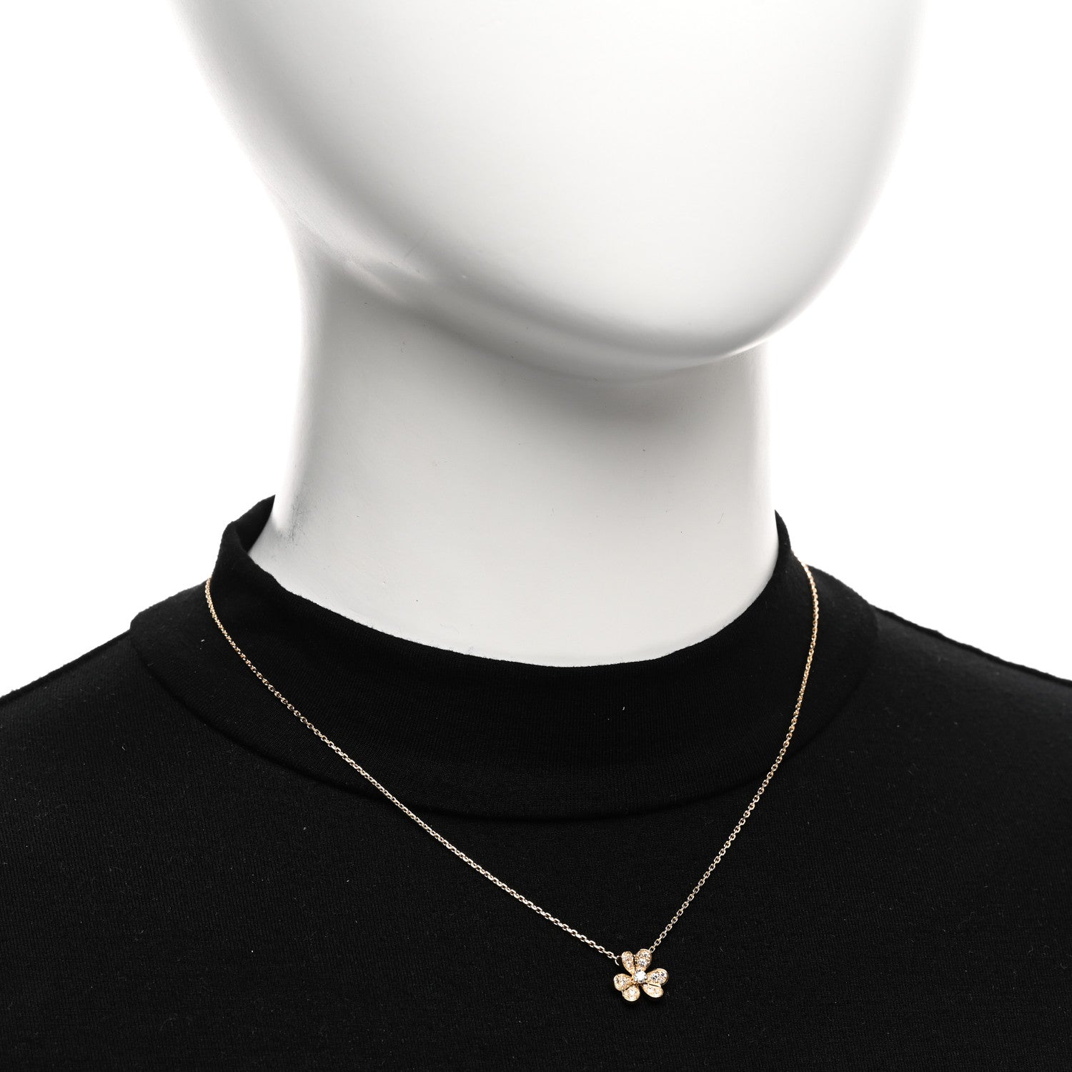 Van Cleef & Arpels 18K Yellow Gold Diamond Mini Frivole Pendant Pave Necklace 2 of 4