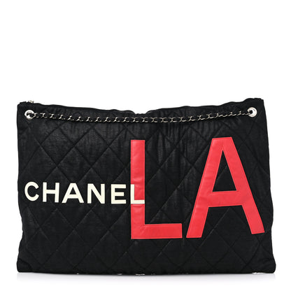 Chanel Jersey Quilted LA Cabas Bag Black Red 12 of 12