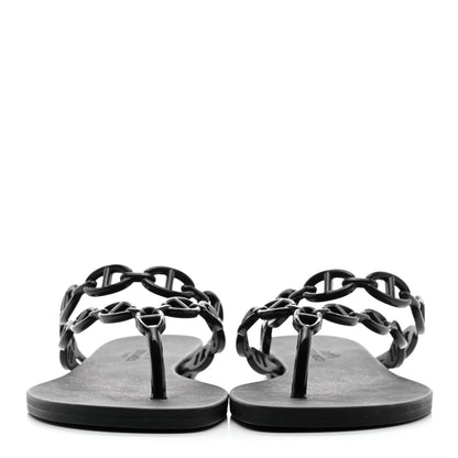 Hermes Rubber Chaine d'Ancre Island Sandals 35 Black 2 of 7