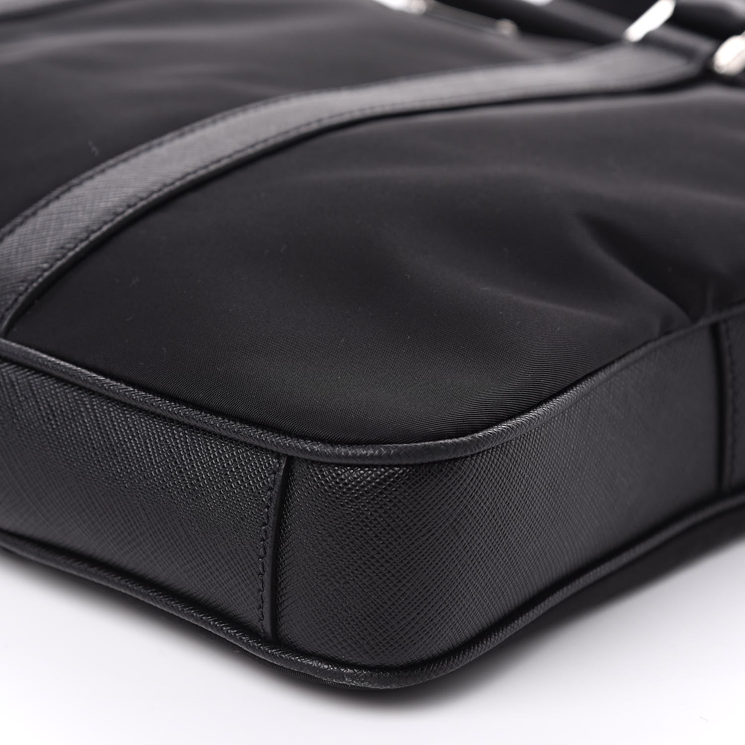 Prada Tessuto Nylon Saffiano Metal Triangle Logo Work Bag Black 9 of 9