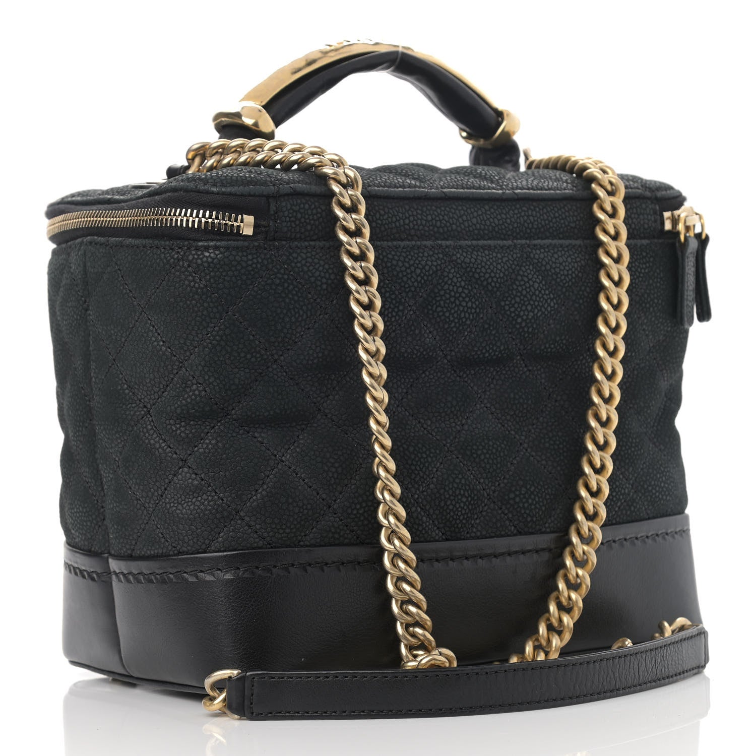 Chanel Iridescent Grained Calfskin Quilted Globe Trotter Vanity Case Black 3 of 12