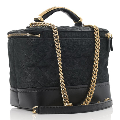 Chanel Iridescent Grained Calfskin Quilted Globe Trotter Vanity Case Black 3 of 12