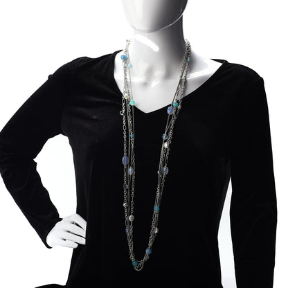 David Yurman Sterling Silver Quartz Blue Topaz Pearl Chalcedony Aquamarine Multi Strand Necklace 2 of 4