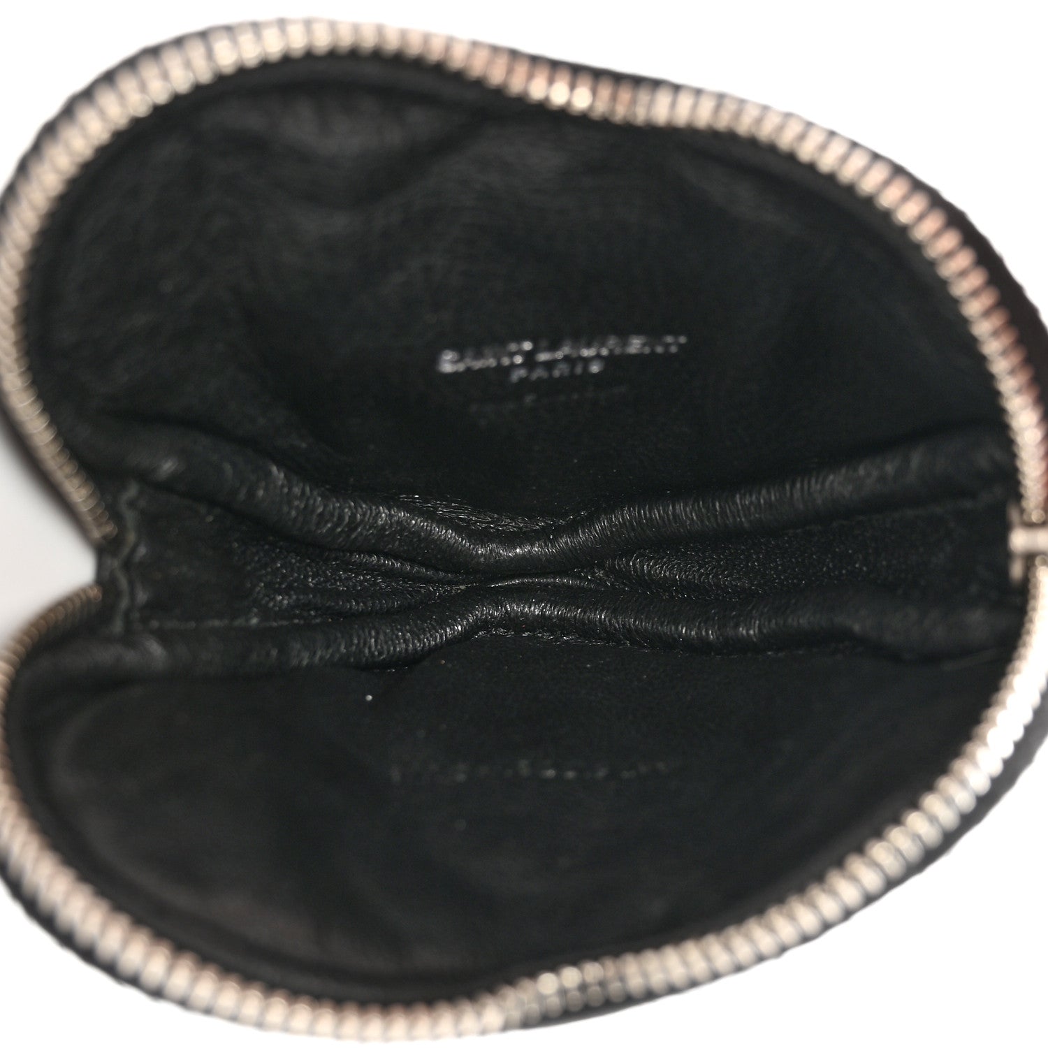 Saint Laurent Calfskin Heart Embossed Monogram Heart Key Pouch Black 5 of 6