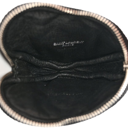 Saint Laurent Calfskin Heart Embossed Monogram Heart Key Pouch Black 5 of 6