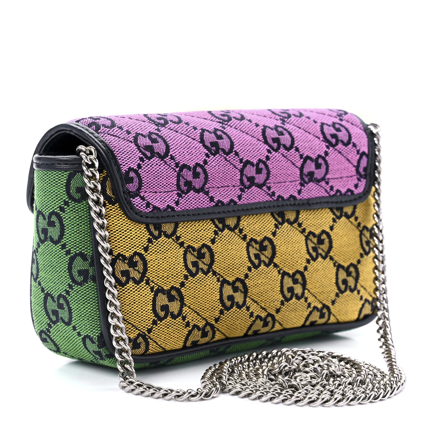 Gucci Monogram Multicolor Matelasse Diagonal Super Mini GG Marmont Shoulder Bag Pink Blue Red Yellow Green 3 of 9