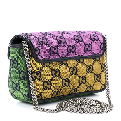 Gucci Monogram Multicolor Matelasse Diagonal Super Mini GG Marmont Shoulder Bag Pink Blue Red Yellow Green 3 of 9