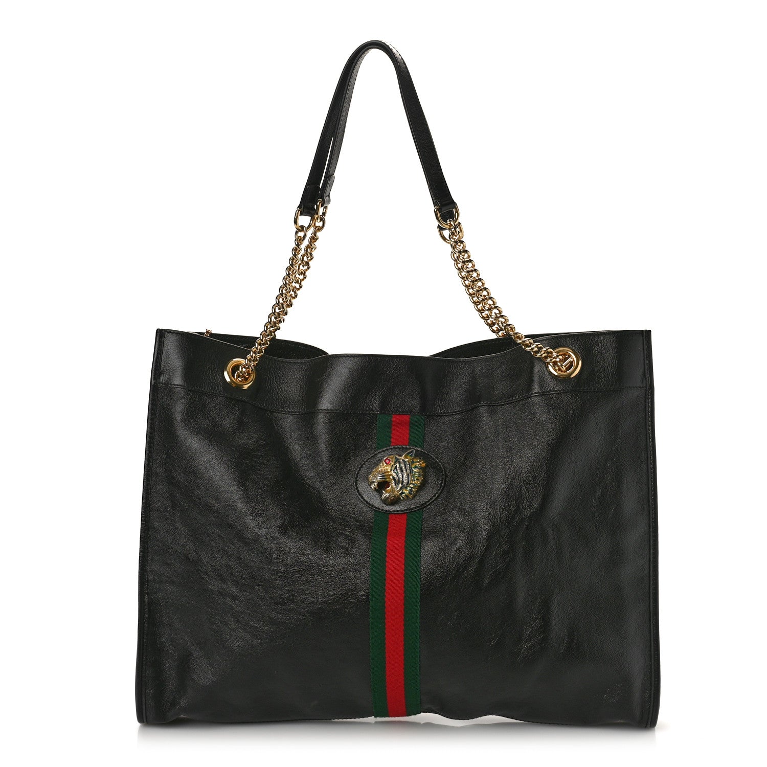 Gucci Calfskin Large Rajah Chain Tote Black 3 of 11