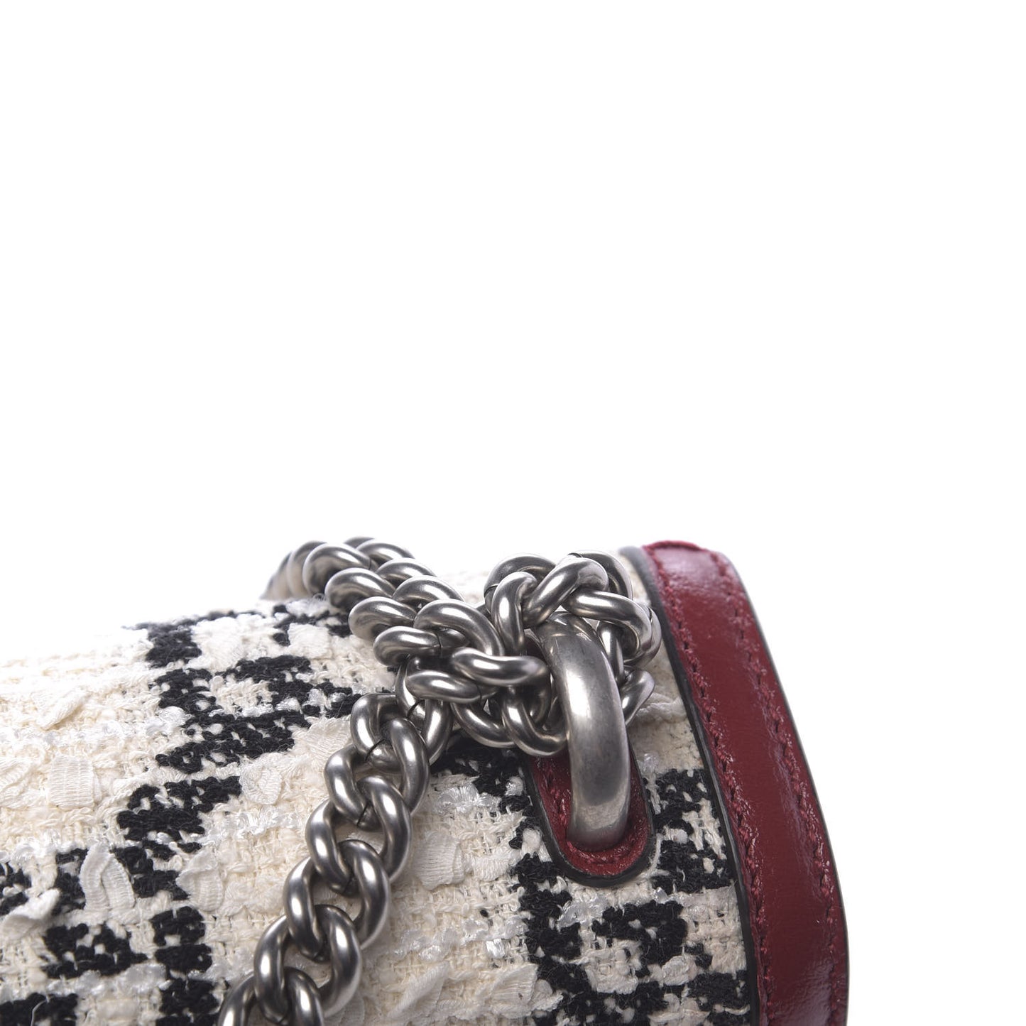 Tweed GG Monogram Small Dionysus Shoulder Bag White Black Romantic Cherry