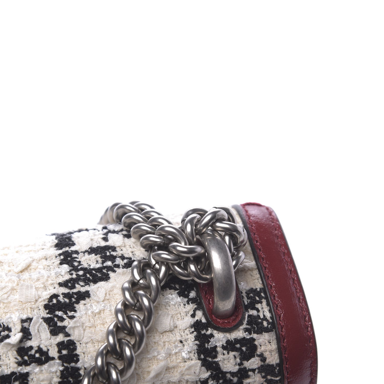 Gucci Tweed GG Monogram Small Dionysus Shoulder Bag White Black Romantic Cherry 14 of 14