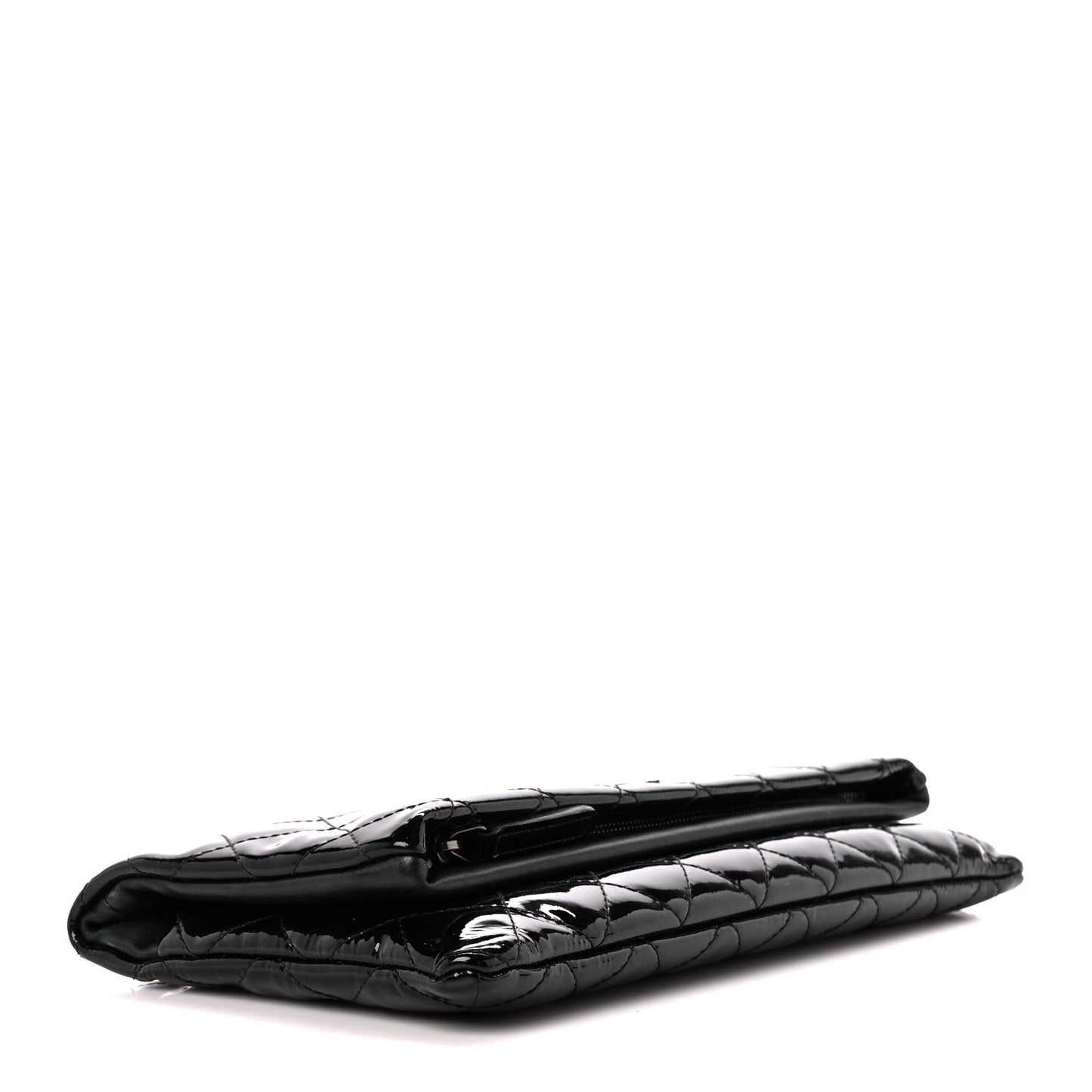 Patent Calfskin Quilted Beauty CC Clutch Black