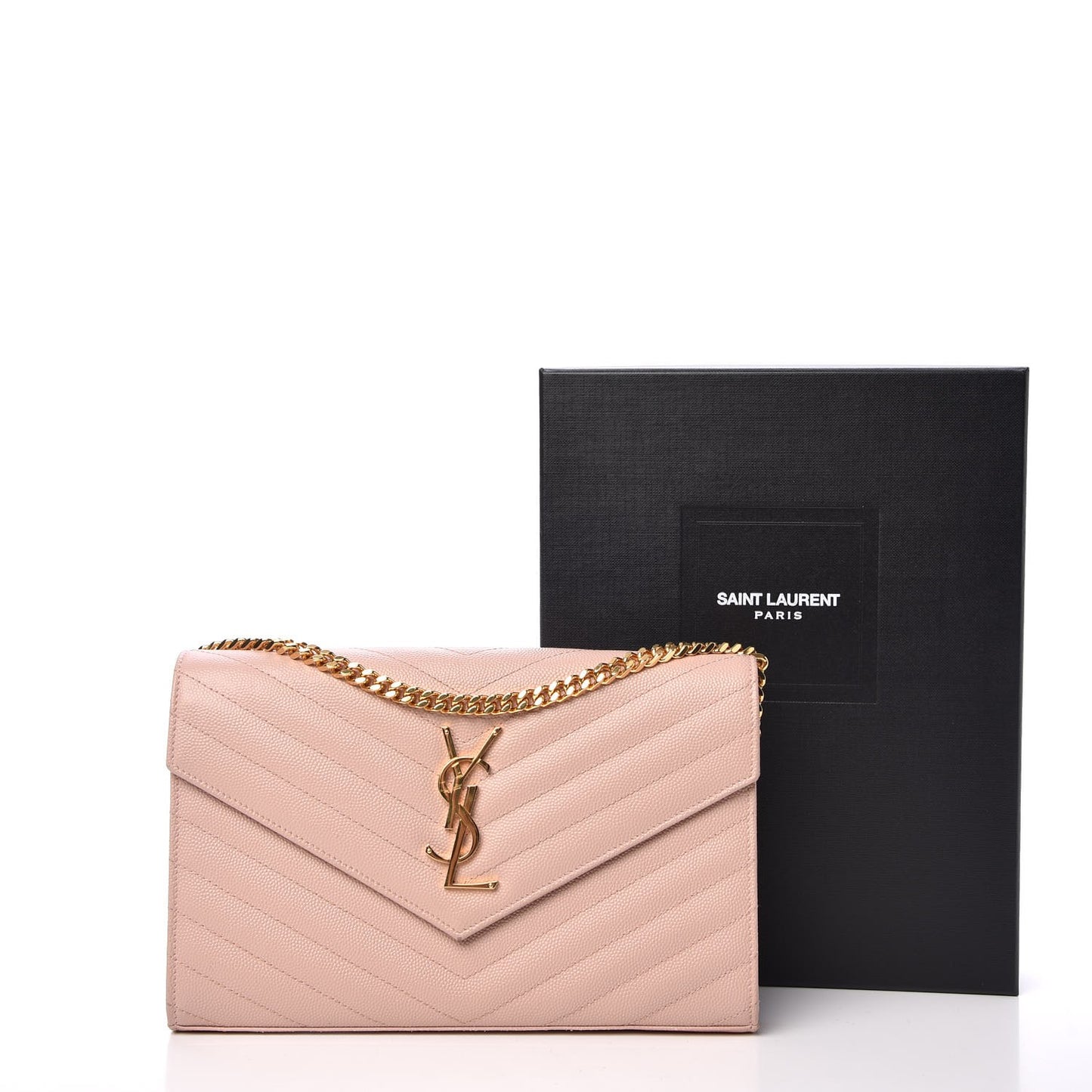 Grain De Poudre Matelasse Chevron Monogram Chain Wallet Pale Pink