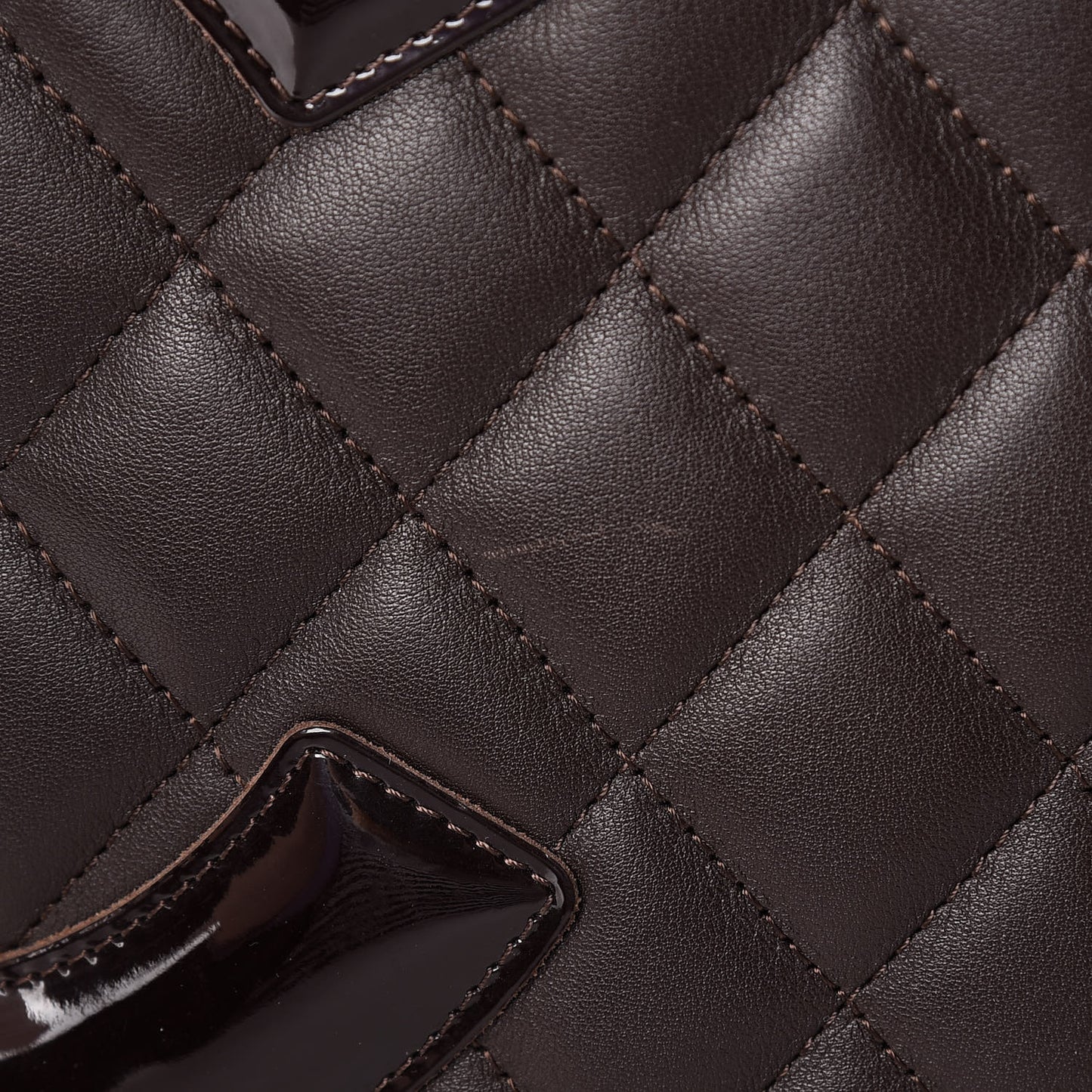 Calfskin Quilted Large Cambon Tote Brown