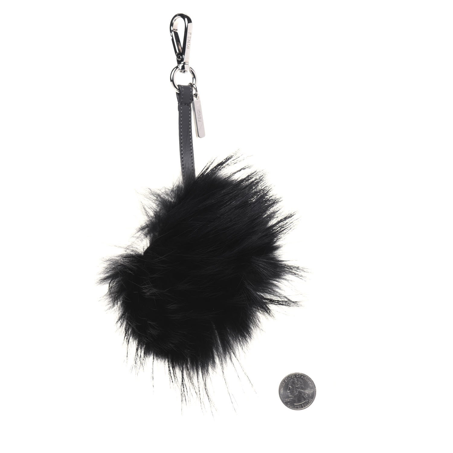 Fendi Fox Fur Cube Monster Bag Bug Charm Black Grey 2 of 3