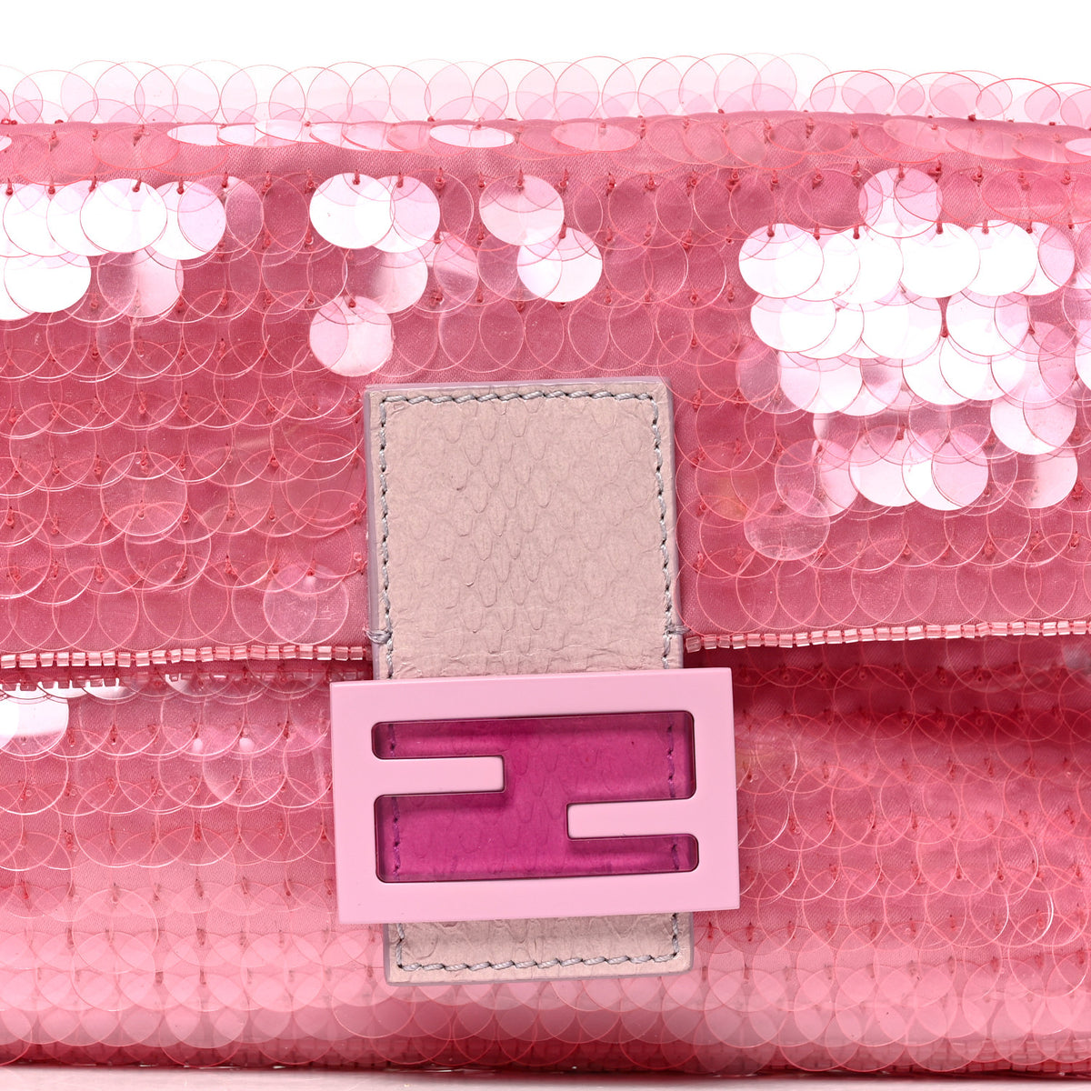 Fendi Satin Sequin Paillettes Bilics Lustre Snakeskin Medium Baguette 1997 Lavanda Glicine 8 of 10