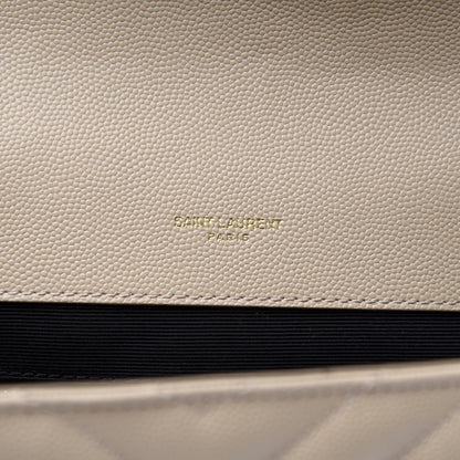 Saint Laurent Grain De Poudre Matelasse Chevron Large Monogram Satchel Nude Powder 5 of 11