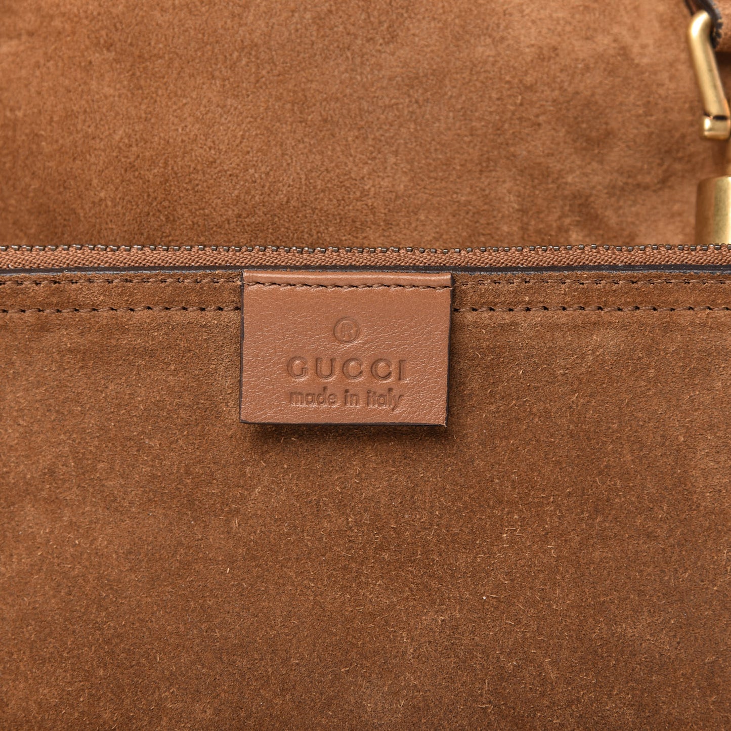 Suede Web Small Jackie Bucket Bag Brown