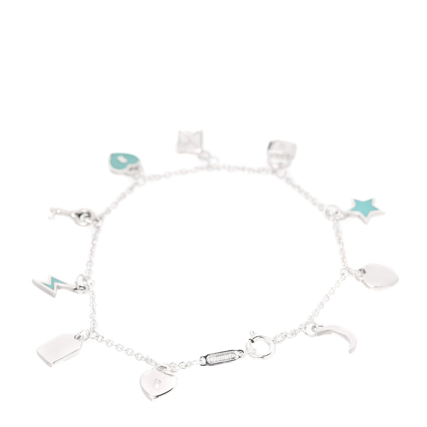 Sterling Silver Enamel Love Notes Charm Bracelet Blue