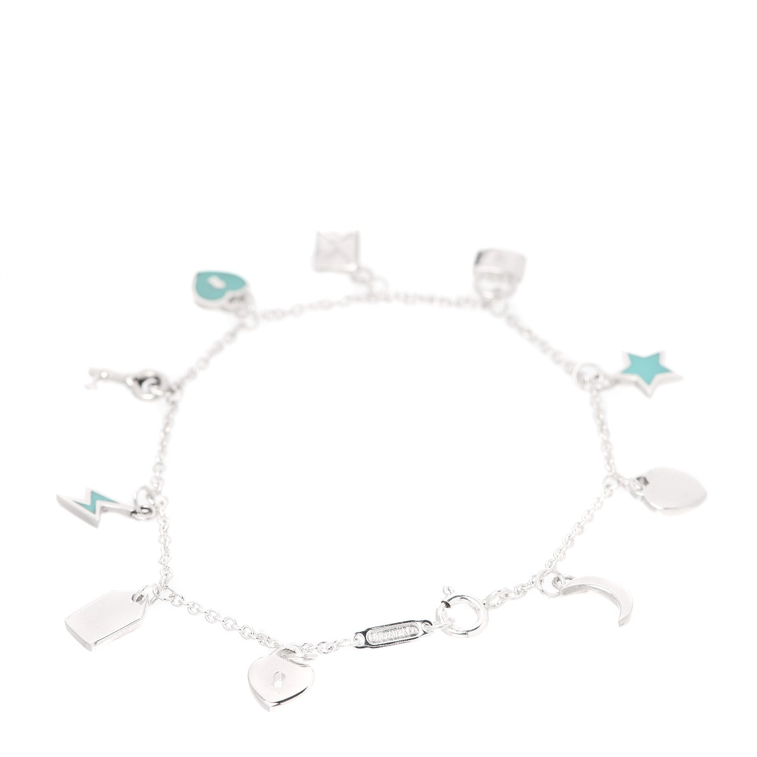 Tiffany Sterling Silver Enamel Love Notes Charm Bracelet Blue 3 of 6