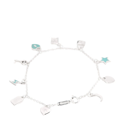 Tiffany Sterling Silver Enamel Love Notes Charm Bracelet Blue 3 of 6