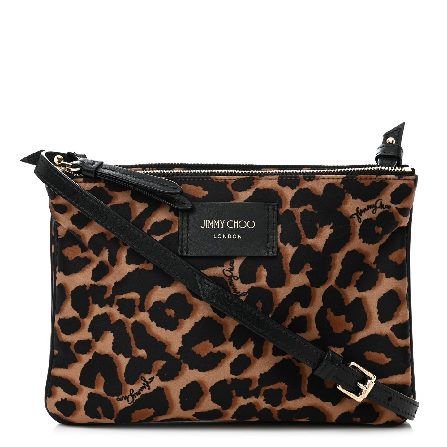 Nylon Leopard Print Candice Crossbody Black