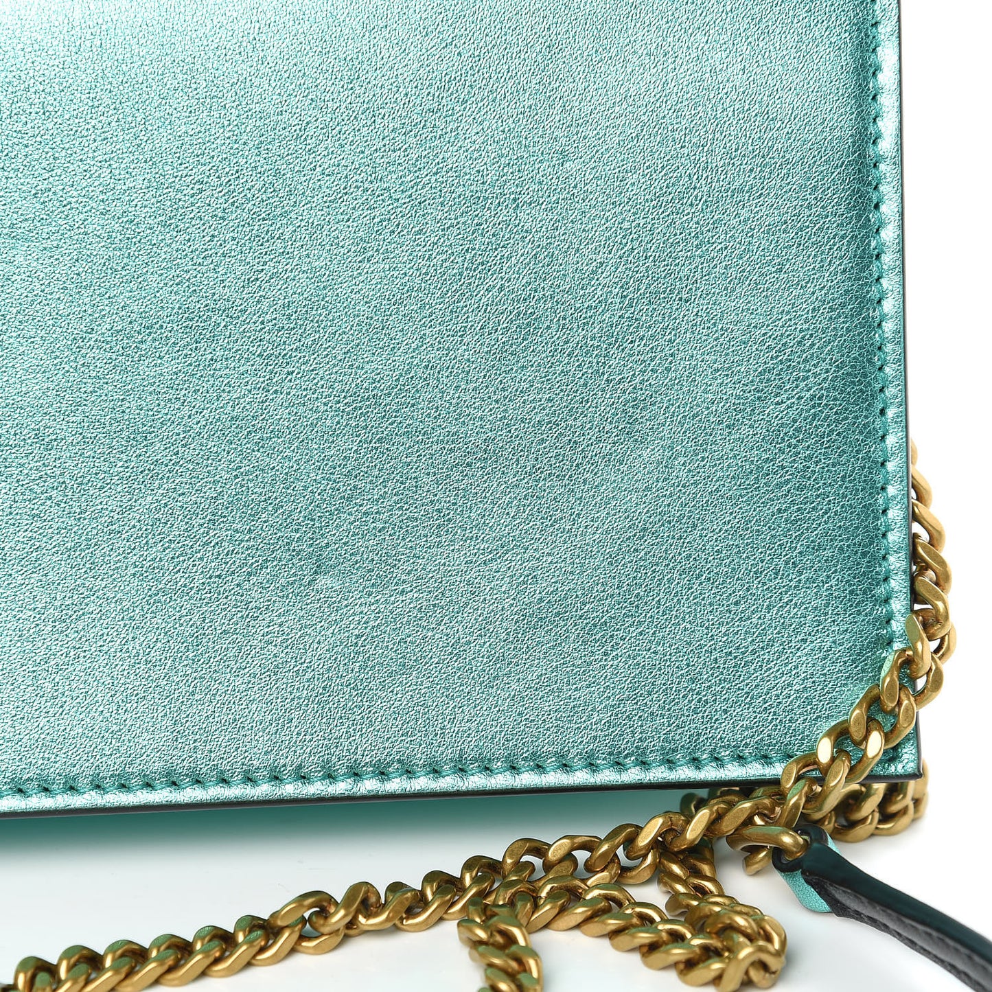 Laminated Calfskin Classic Monogram Kate Tassel Chain Wallet Green