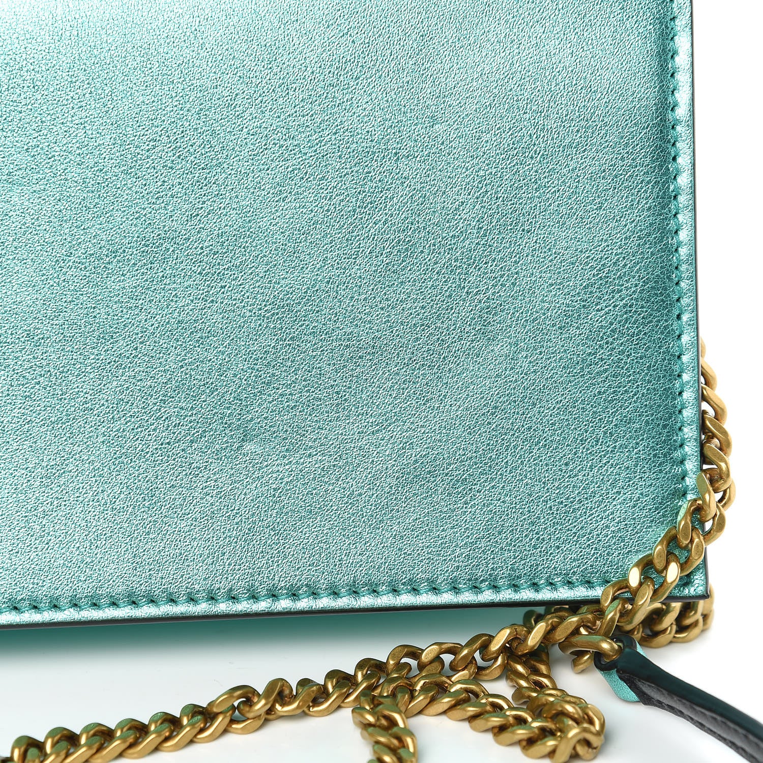 Saint Laurent Laminated Calfskin Classic Monogram Kate Tassel Chain Wallet Green 10 of 11