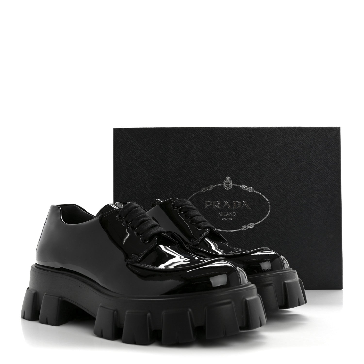 Prada Monolith 55mm Derby Loafers 8 Black 10 of 10