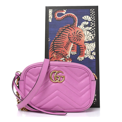 Gucci Calfskin Matelasse Mini GG Marmont Chain Shoulder Bag Candy Mousse 11 of 11