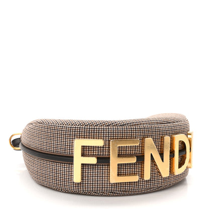 Fendi Wool Vitello Grace Small Houndstooth Small Fendigraphy Hobo Bag Beige Ebano 4 of 9